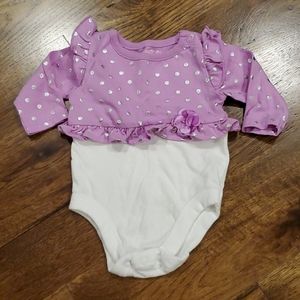 Girls purple, silver, & white onesie size 0-3M
